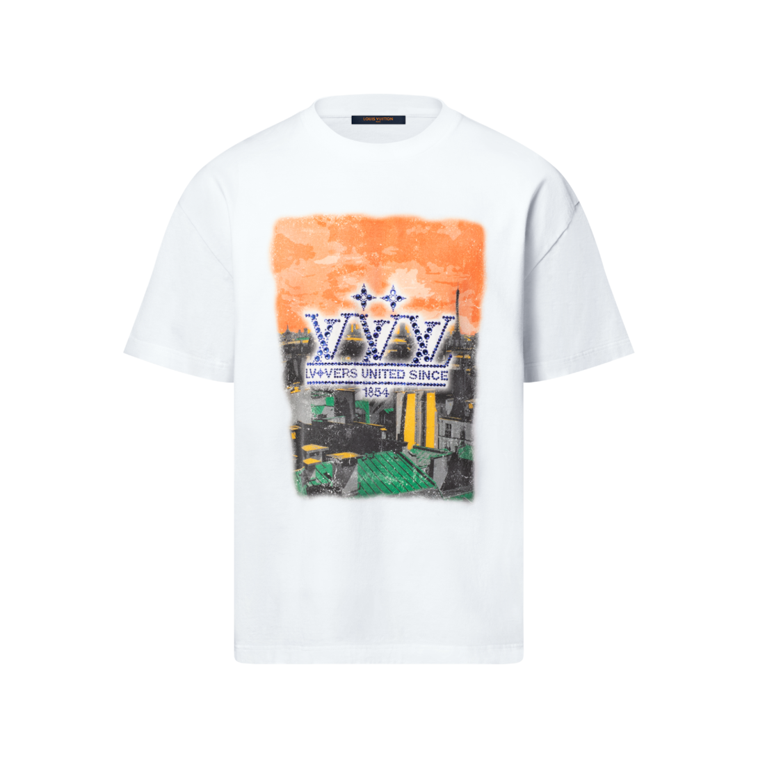 Embellished Graphic Cotton T-Shirt - Luxury White | LOUIS VUITTON